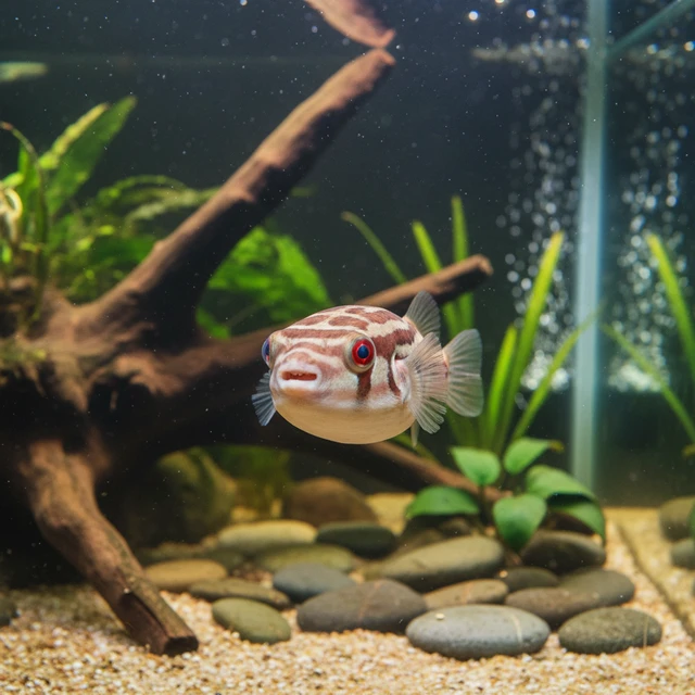 Striped Red Eye Pufferfish